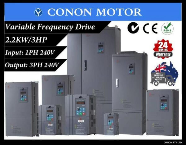 New 2.2kw 3HP IP20 single Phase 240V AC Motor Inverter Variable Speed Drive 