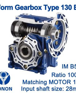 Worm Drive Gearbox NMRV130 100:1 ratio B5 Flange 28mm input shaft Speed reducer