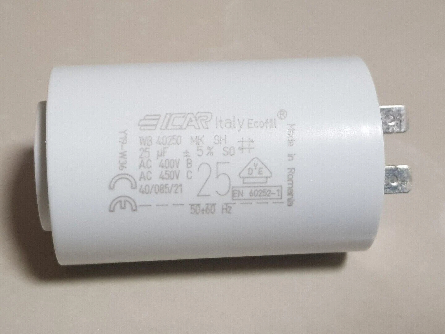 25uF Run Capacitor ICAR P0 Plastic 400/450/500V Long Life cap PRL motor pump - Image 4