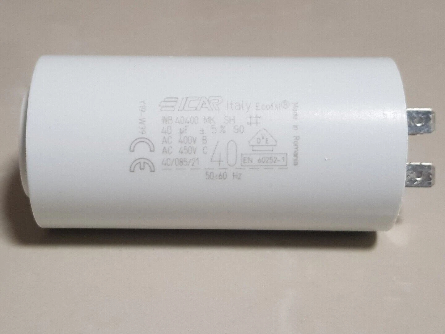 40uF Run Capacitor ICAR P0 Plastic 400/450/500V Long Life cap PRL motor pump - Image 3
