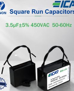 ICAR 3.5μF Square PSC Motor Capacitor 400/450VAC for Pump, Spa, Dryer, Drill, Compressor