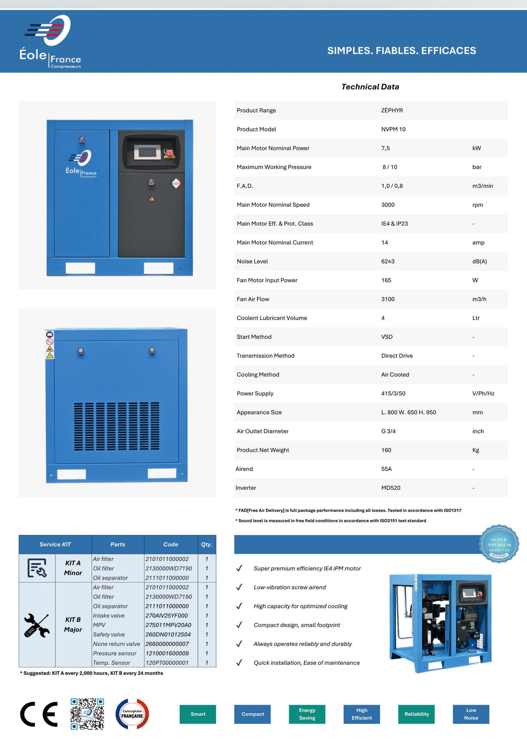 ROTARY SCREW AIR COMPRESSOR 7.5KW 10HP 13BARS 34CFM BELT DRIVEN HIGH PRESSURE - Image 3